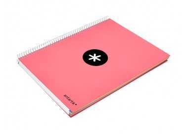 Cuaderno espiral a4 micro antartik tapa forrada 120h 90 gr horizontal 5 bandas 4 taladros color coral