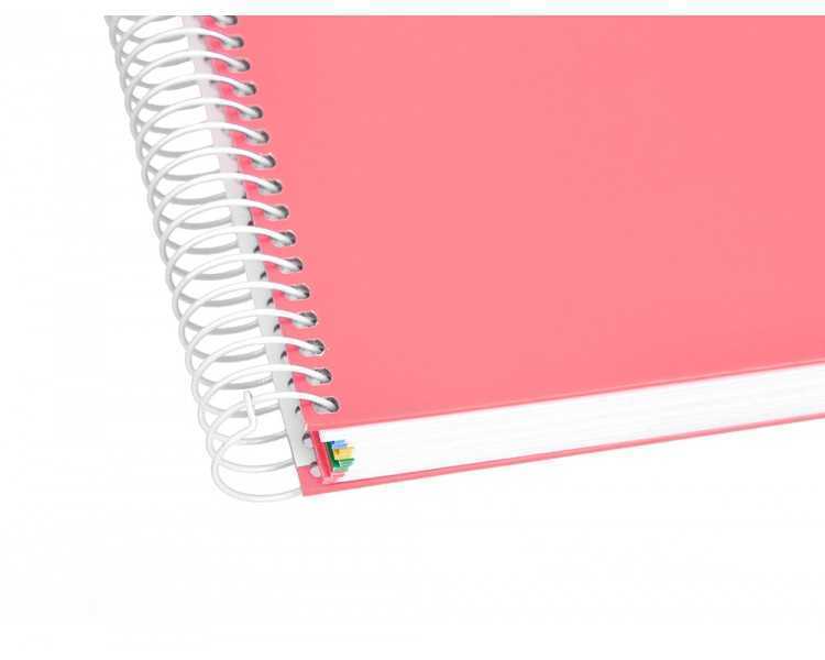 Cuaderno espiral a4 micro antartik tapa forrada 120h 90 gr horizontal 5 bandas 4 taladros color coral