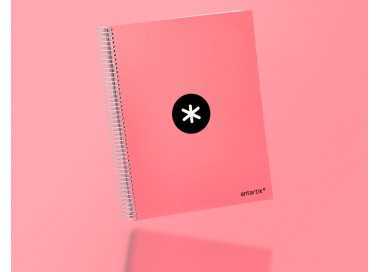 Cuaderno espiral a4 micro antartik tapa forrada 120h 90 gr horizontal 5 bandas 4 taladros color coral