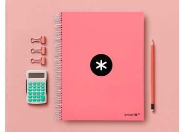 Cuaderno espiral a4 micro antartik tapa forrada 120h 90 gr horizontal 5 bandas 4 taladros color coral