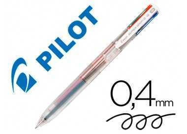 Boligrafo pilot super grip g 4 colores retractil sujecion de caucho tinta base de aceite cuerpo transparente