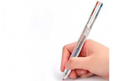 Boligrafo pilot super grip g 4 colores retractil sujecion de caucho tinta base de aceite cuerpo transparente