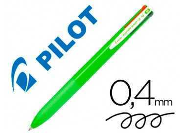 Boligrafo pilot super grip g 4 colores retractil sujecion de caucho tinta base de aceite cuerpo color verde