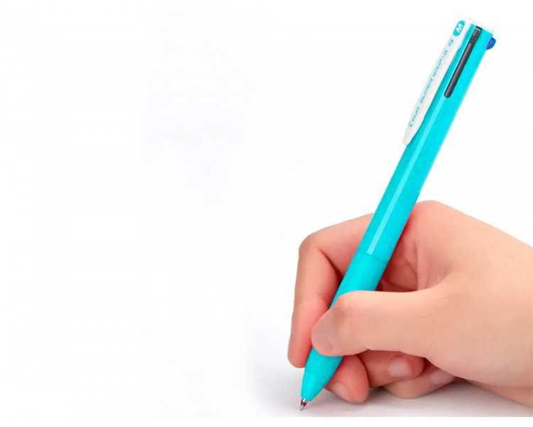 Boligrafo pilot super grip g 4 colores retractil sujecion de caucho tinta base de aceite cuerpo color azul