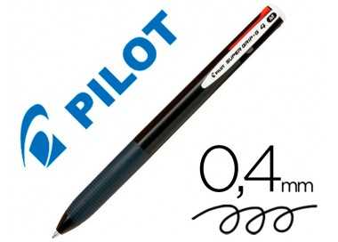 Boligrafo pilot super grip g 4 colores retractil sujecion de caucho tinta base de aceite cuerpo color negro