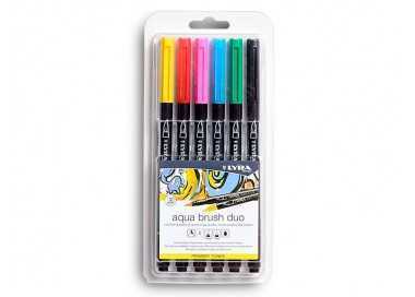 Rotulador lyra aqua brush acuarelable doble punta y pincel tonos primarios blister de 6 unidades