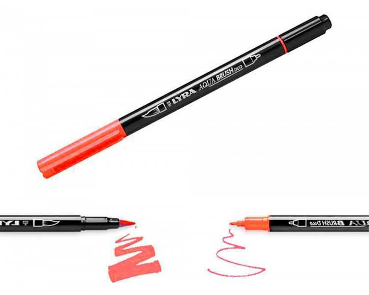 Rotulador lyra aqua brush acuarelable doble punta y pincel tonos primarios blister de 6 unidades