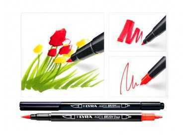 Rotulador lyra aqua brush acuarelable doble punta y pincel tonos primarios blister de 6 unidades