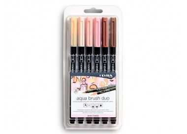 Rotulador lyra aqua brush acuarelable doble punta y pincel tonos piel blister de 6 unidades surtidas Rotulador lyra aqua brush acuarelable doble punta y pincel tonos piel blister de 6 unidades surtidas