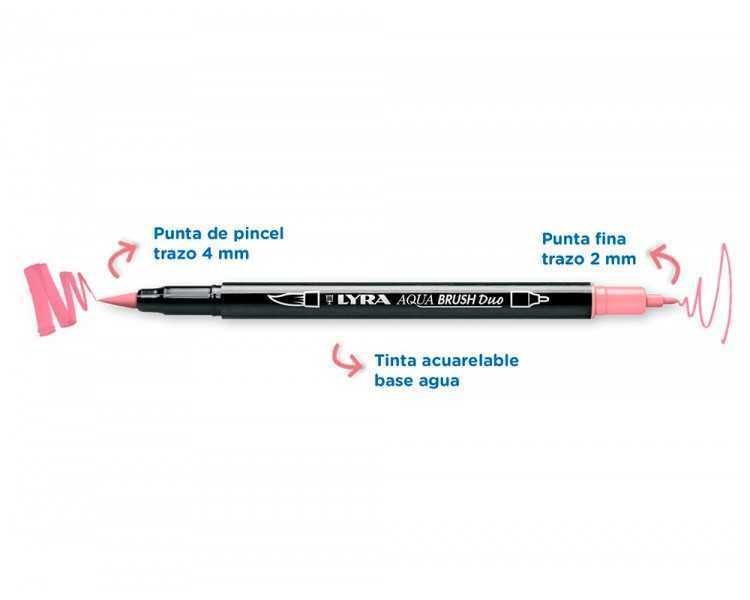 Rotulador lyra aqua brush acuarelable doble punta y pincel tonos pastel blister de 6 unidades surtidas