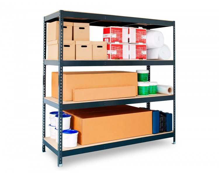 Estanteria metalica ar stocker 200x200x70 cm 4 estantes 450 kg por estante bandeja de madera sin tornillos