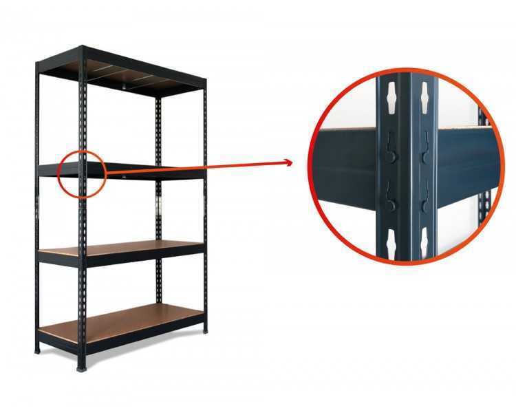 Estanteria metalica ar stocker 200x200x70 cm 4 estantes 450 kg por estante bandeja de madera sin tornillos