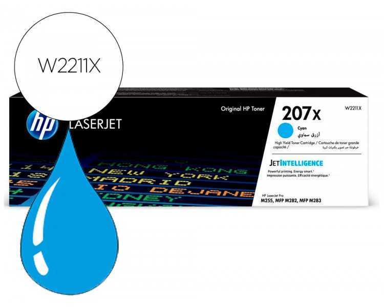 Toner hp 207x color laserjet pro m282nw / m283fdn / m283fdw cian 2.450 paginas