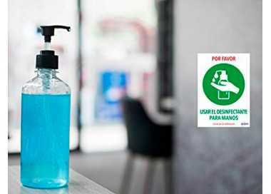 Señal adhesiva avery usar el desinfectante para las manos din a4 resistente a los rayos uv pack de 2 unidades