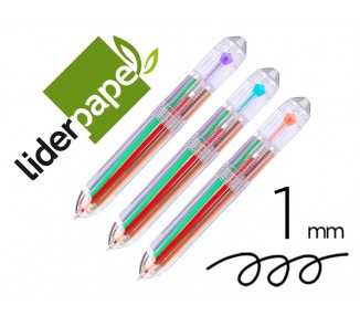 Boligrafo liderpapel 10 en 1 cuerpo transparente 10 colores 1 mm retractil