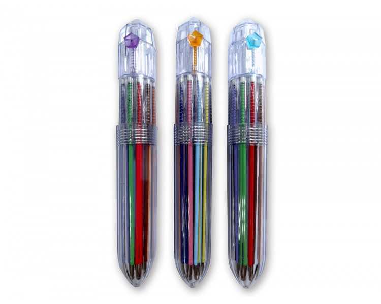 Boligrafo liderpapel 10 en 1 cuerpo transparente 10 colores 1 mm retractil