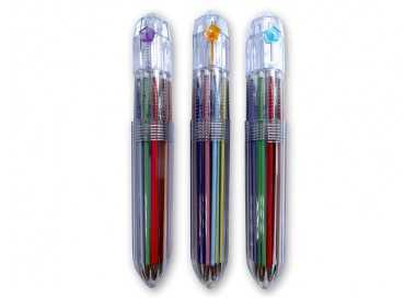 Boligrafo liderpapel 10 en 1 cuerpo transparente 10 colores 1 mm retractil