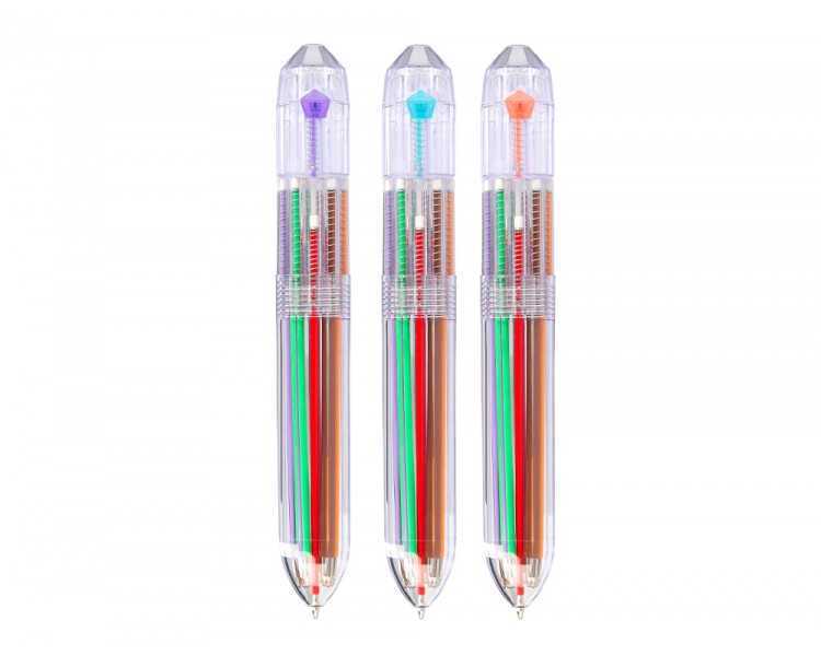 Boligrafo liderpapel 10 en 1 cuerpo transparente 10 colores 1 mm retractil