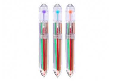 Boligrafo liderpapel 10 en 1 cuerpo transparente 10 colores 1 mm retractil