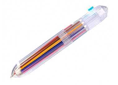 Boligrafo liderpapel 10 en 1 cuerpo transparente 10 colores 1 mm retractil