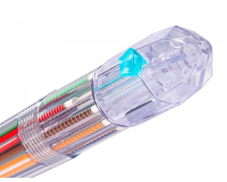 Boligrafo liderpapel 10 en 1 cuerpo transparente 10 colores 1 mm retractil