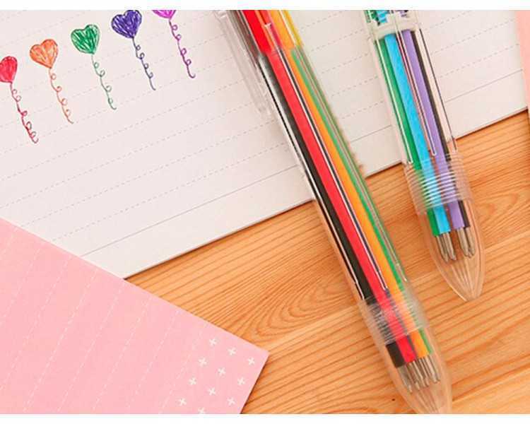 Boligrafo liderpapel 10 en 1 cuerpo transparente 10 colores 1 mm retractil