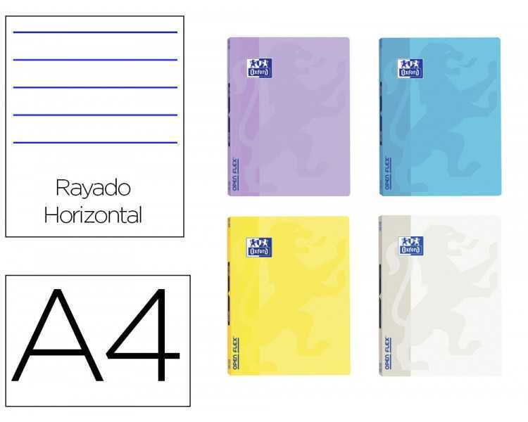 Libreta grapada oxford openflex tapa plastico din a4 48 hojas horizontal colores pastel surtidos