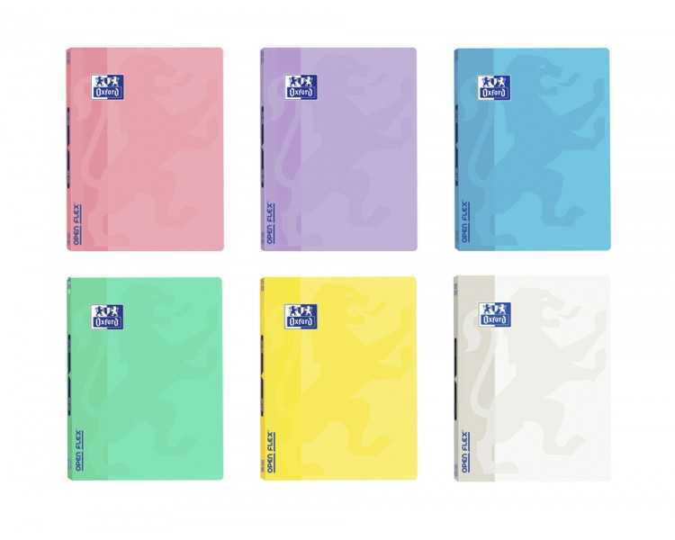 Libreta grapada oxford openflex tapa plastico din a4 48 hojas horizontal colores pastel surtidos