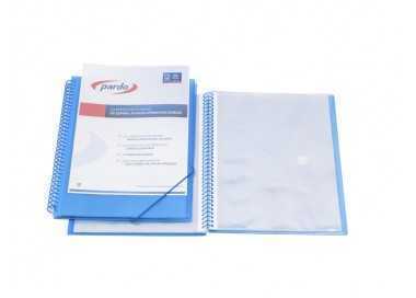 Carpeta pardo escaparate con espiral 20 fundas polipropileno con gomas personalizable color azul Carpeta pardo escaparate con espiral 20 fundas polipropileno con gomas personalizable color azul