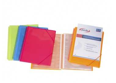 Carpeta pardo escaparate con espiral 20 fundas polipropileno con gomas personalizable color azul Carpeta pardo escaparate con espiral 20 fundas polipropileno con gomas personalizable color azul