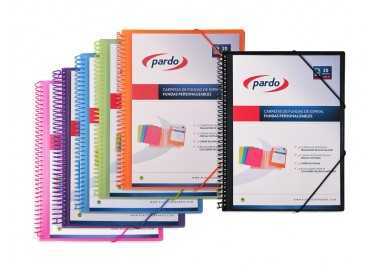Carpeta pardo escaparate con espiral 20 fundas polipropileno con gomas personalizable color azul Carpeta pardo escaparate con espiral 20 fundas polipropileno con gomas personalizable color azul