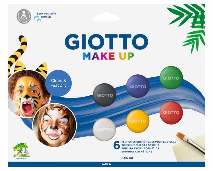 Set giotto make up pintura facial 6 botes 5 ml colores clasicos