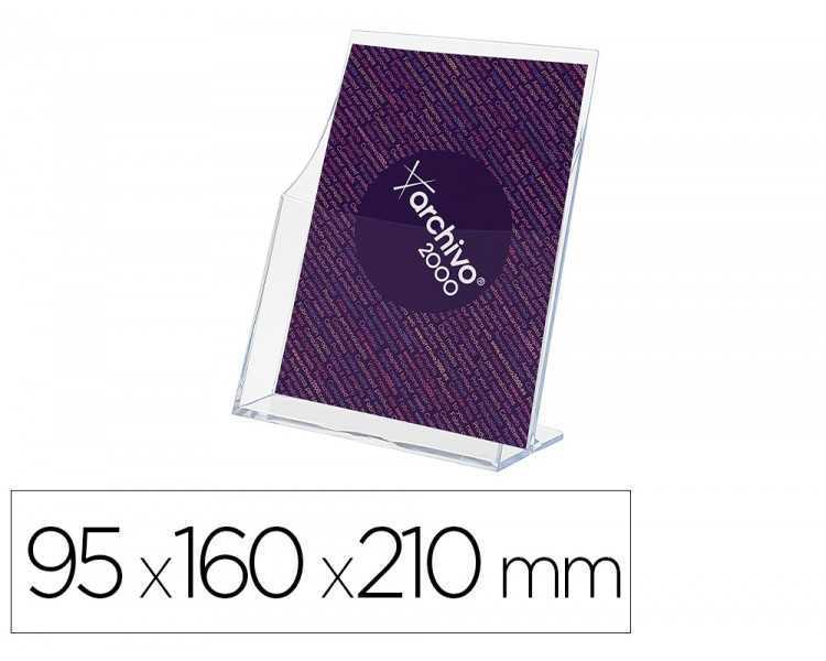 Expositor archivo 2000 premium portafolletos din a5 vertical cristal transparente 95x160x210mm
