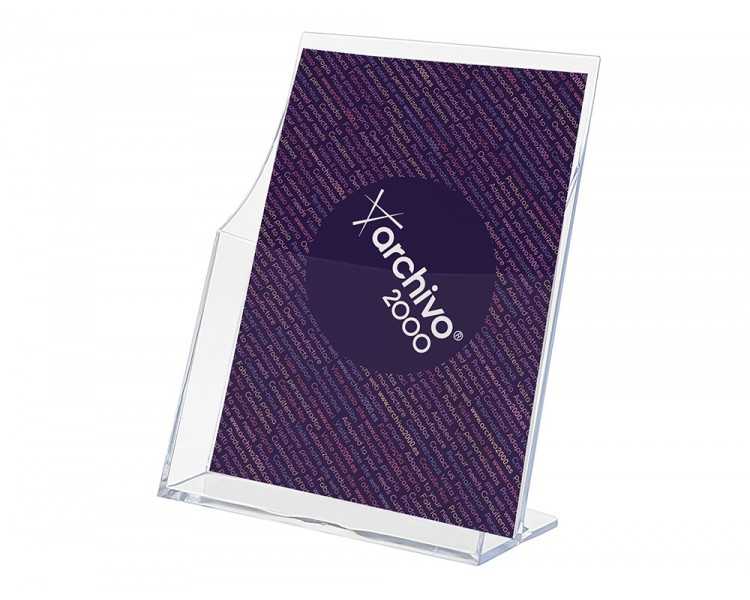 Expositor archivo 2000 premium portafolletos din a5 vertical cristal transparente 95x160x210mm