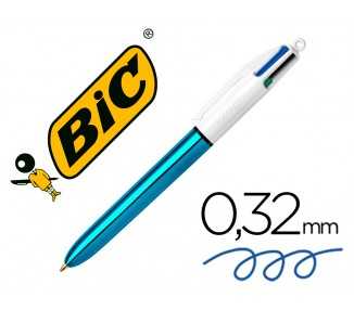 Boligrafo bic cuatro colores shine azul punta de 1 mm