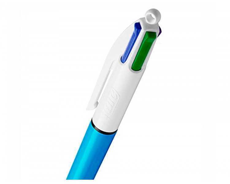 Boligrafo bic cuatro colores shine azul punta de 1 mm