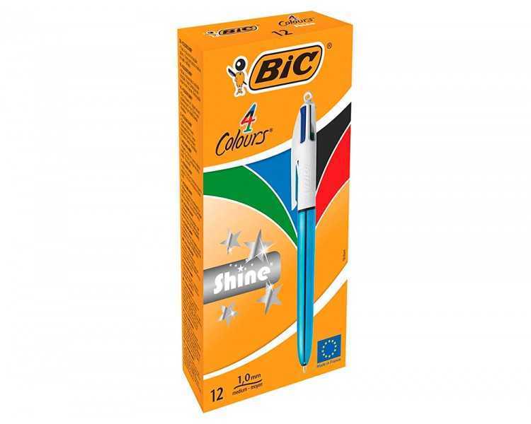 Boligrafo bic cuatro colores shine azul punta de 1 mm