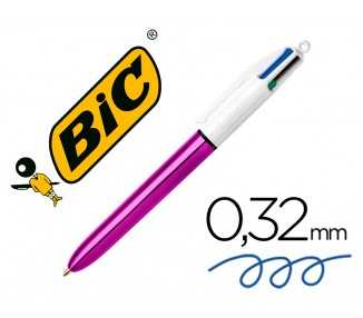 Boligrafo bic cuatro colores shine morado punta de 1 mm
