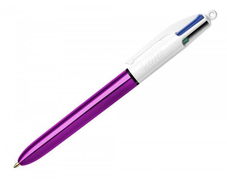 Boligrafo bic cuatro colores shine morado punta de 1 mm