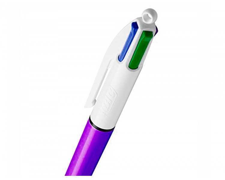Boligrafo bic cuatro colores shine morado punta de 1 mm