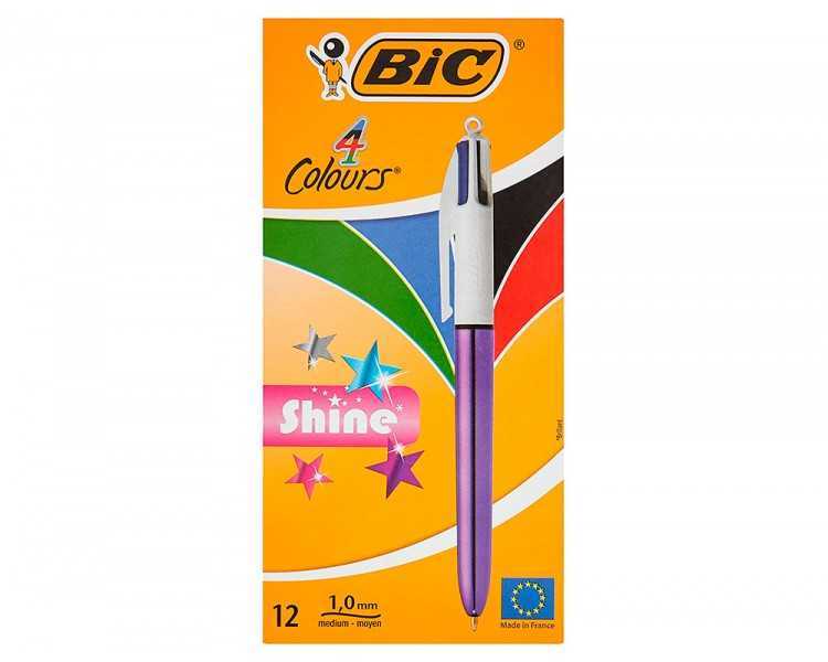 Boligrafo bic cuatro colores shine morado punta de 1 mm