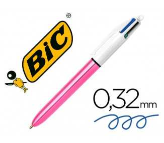 Boligrafo bic cuatro colores shine rosa punta de 1 mm
