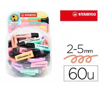 Rotulador stabilo boss fluorescente 70 pastel expositor bombonera de 60 unidades colores surtidos