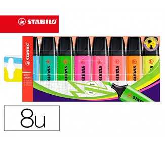 Rotulador stabilo boss fluorescente 70 estuche de 8 unidades colores surtidos
