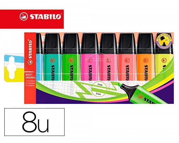 Rotulador stabilo boss fluorescente 70 estuche de 8 unidades colores surtidos