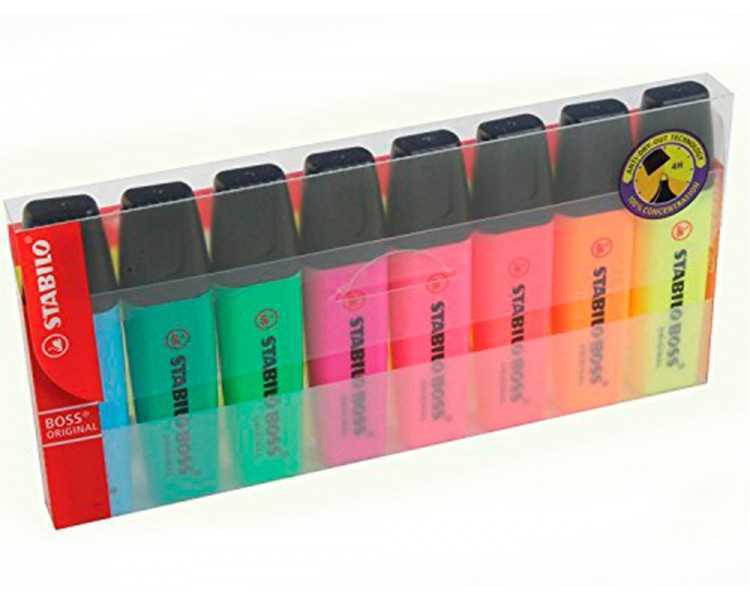 Rotulador stabilo boss fluorescente 70 estuche de 8 unidades colores surtidos