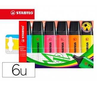 Rotulador stabilo boss fluorescente 70 estuche de 6 unidades colores surtidos