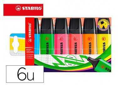 Rotulador stabilo boss fluorescente 70 estuche de 6 unidades colores surtidos