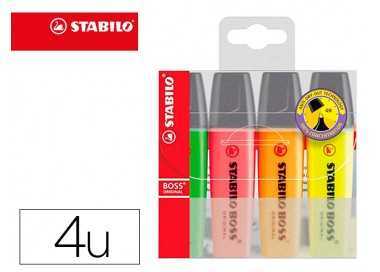 Rotulador stabilo boss fluorescente 70 estuche de 4 unidades colores surtidos