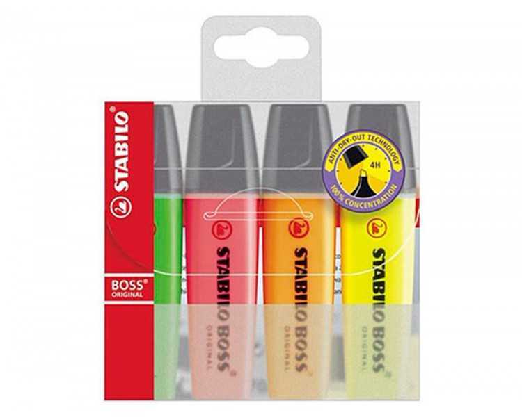 Rotulador stabilo boss fluorescente 70 estuche de 4 unidades colores surtidos